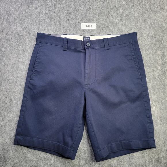 J. Crew Men 9" Casual Stretch Chino Short Navy 32 Flat Front Preppy Nautical - Picture 1 of 6